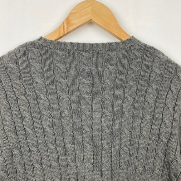 Ralph Lauren Cable Knit Sweater Gray & Purple Classic Preppy Cotton Large - Picture 12 of 13